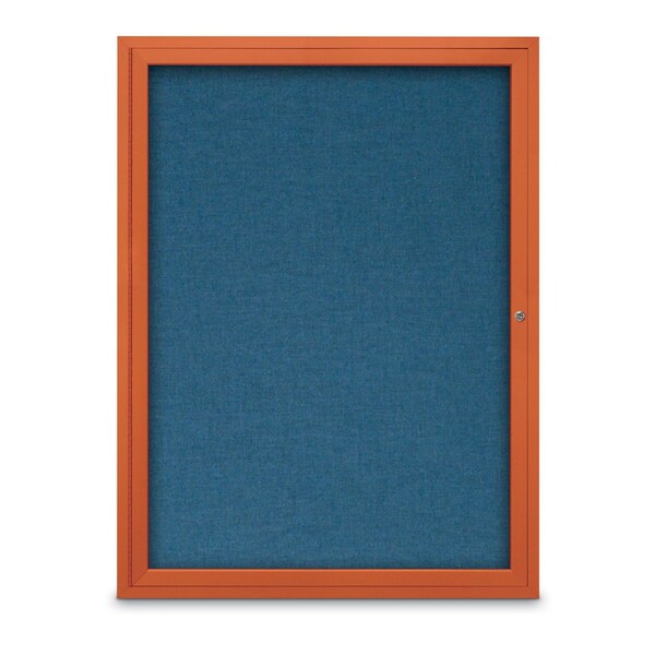 Slim Enclosed Corkboard, 18"x24", Satin Alum Frame/Buff
